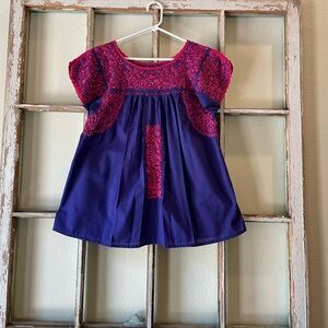 Purple/pink embroidered Mexican shirt. Fits S/M